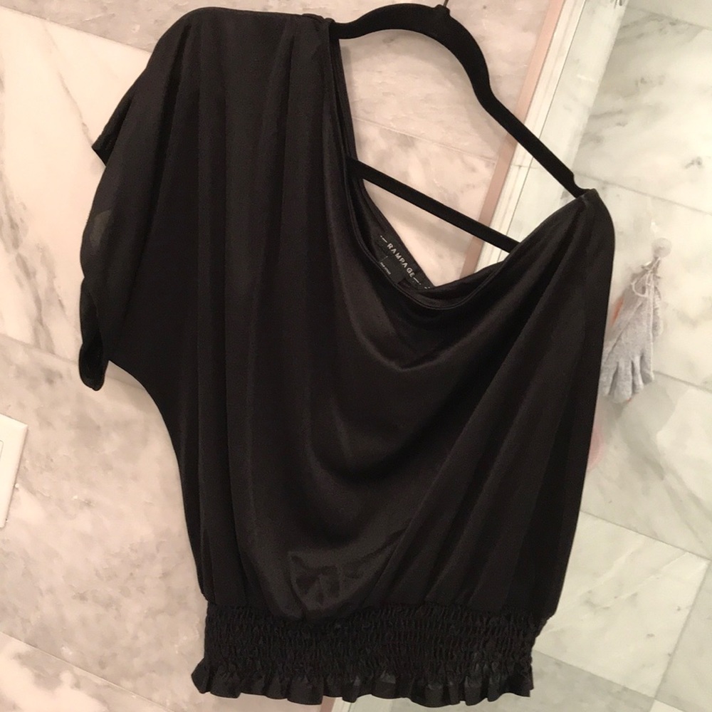 Rampage Black One Shoulder Black Top